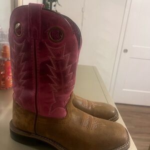 Pink and Brown Western Boots